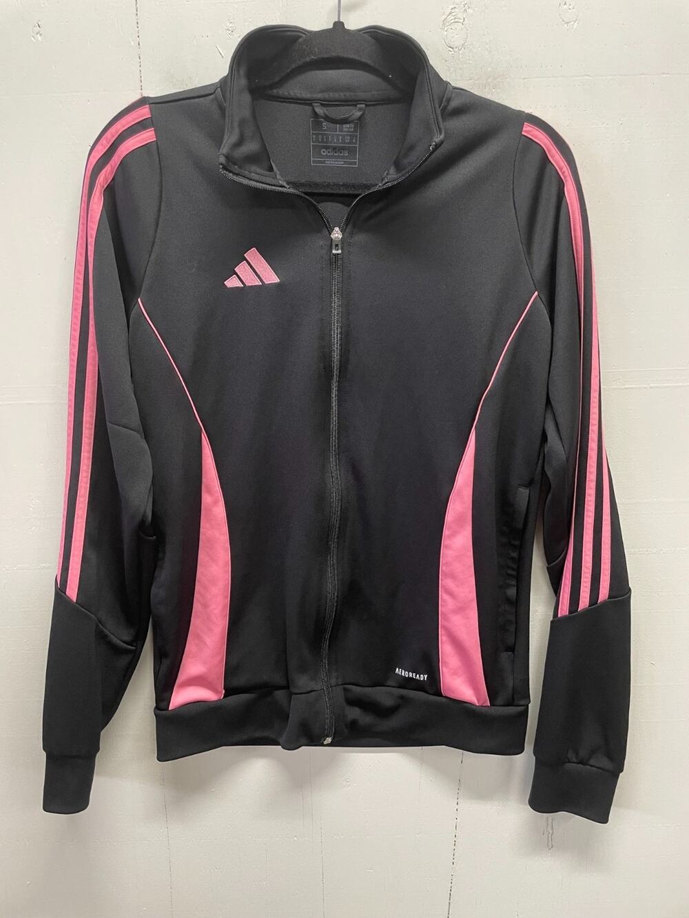 Adidas Women's Zip Up Activewear Track Jacket Size Small Black & Pink